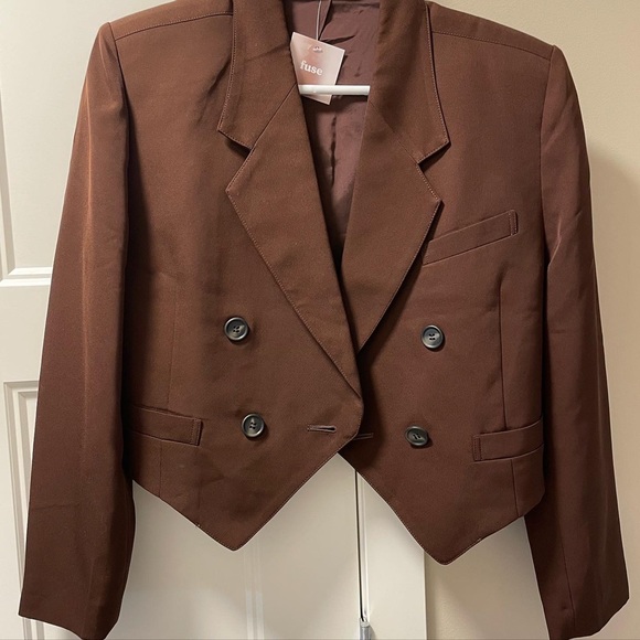 Cropped chocolate blazer - Picture 1 of 3